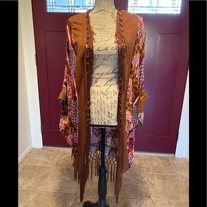 Fringe floral kimono / duster